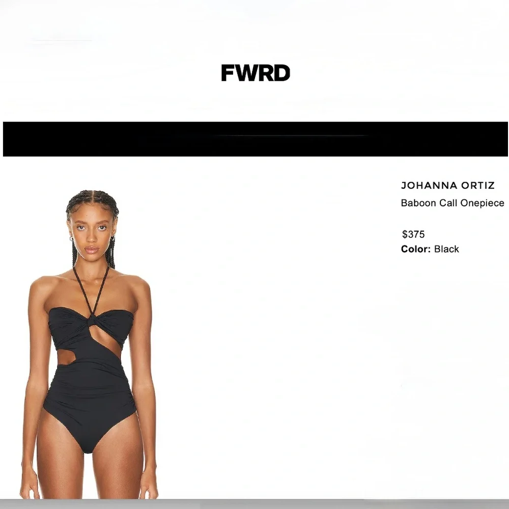Johanna Ortiz Black Baboon Call Halter-neck Swimsuit Size XL New With Tags
